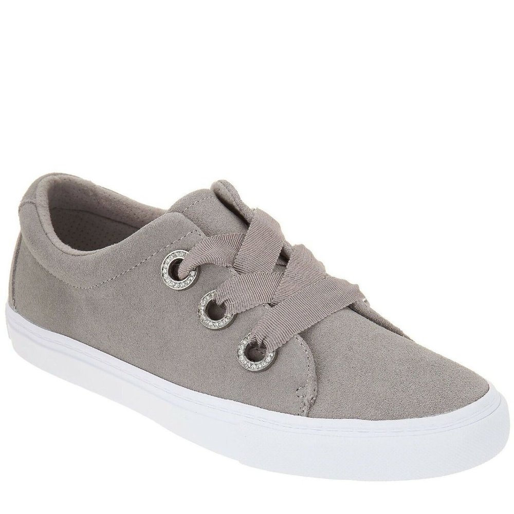 Isaac Mizrahi Live! SOHO Grosgrain Lace-Up Suede Sneakers